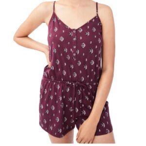 NWT Aeropostale Maroon V-Neck Ikat Button Romper Size XL